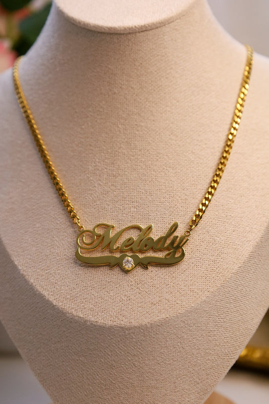 Diamond custom name necklace