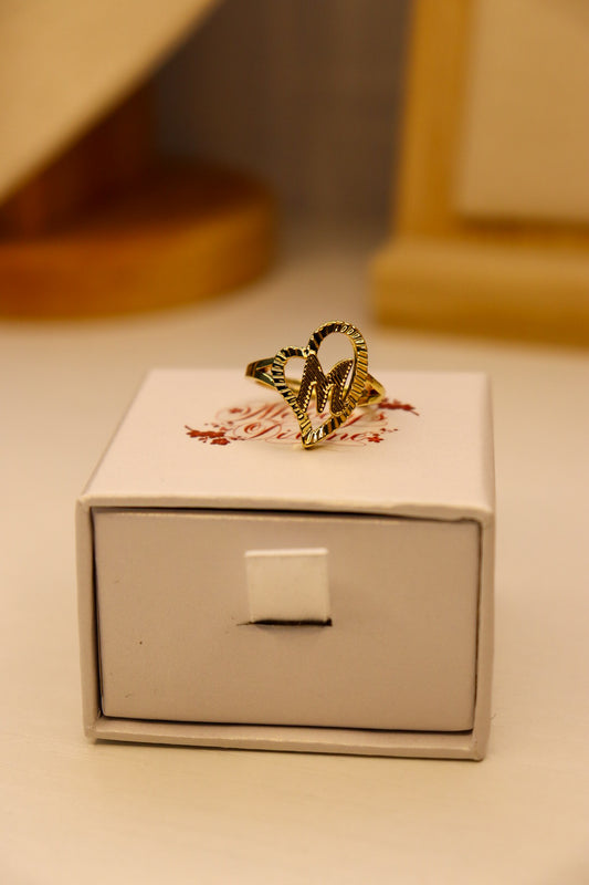 Cute heart initial ring