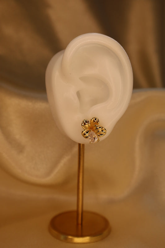 Golden Hibiscus Petal Earrings