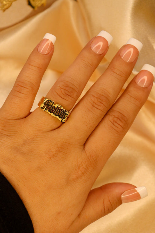 Custom Old English Name Ring