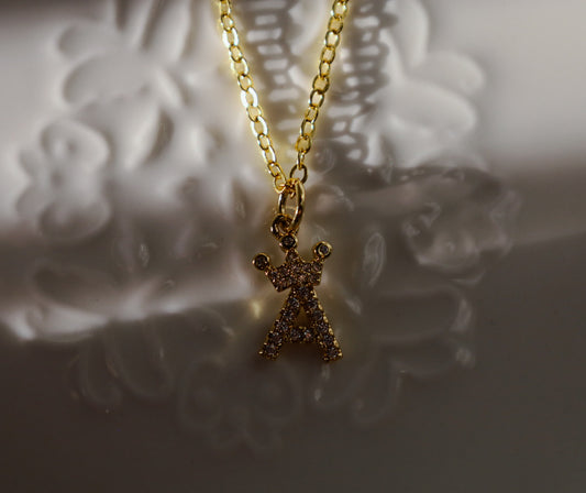 Mini crown initial necklace