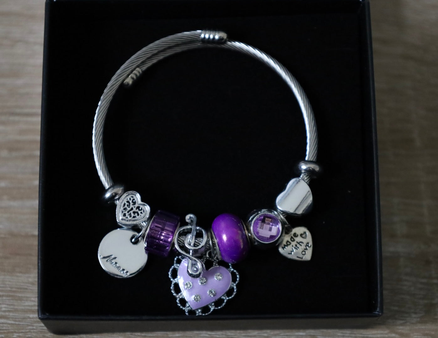 Purple heart charm bracelet