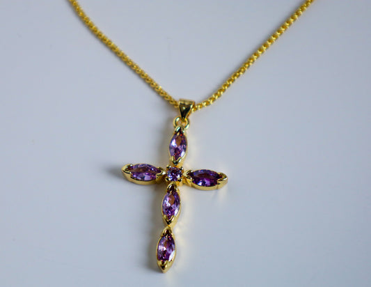 Purple cross necklace