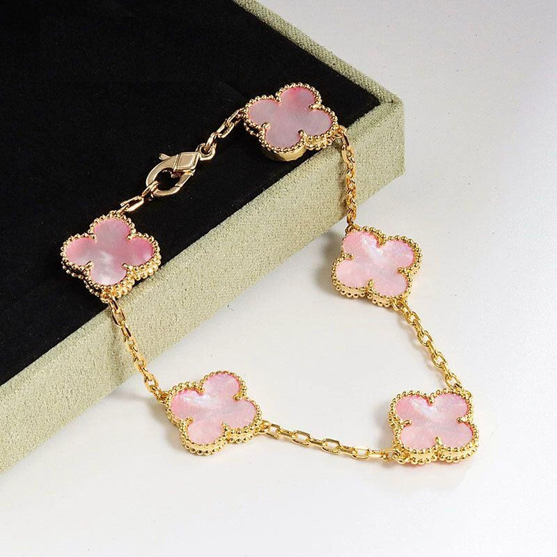 Pink clover bracelet