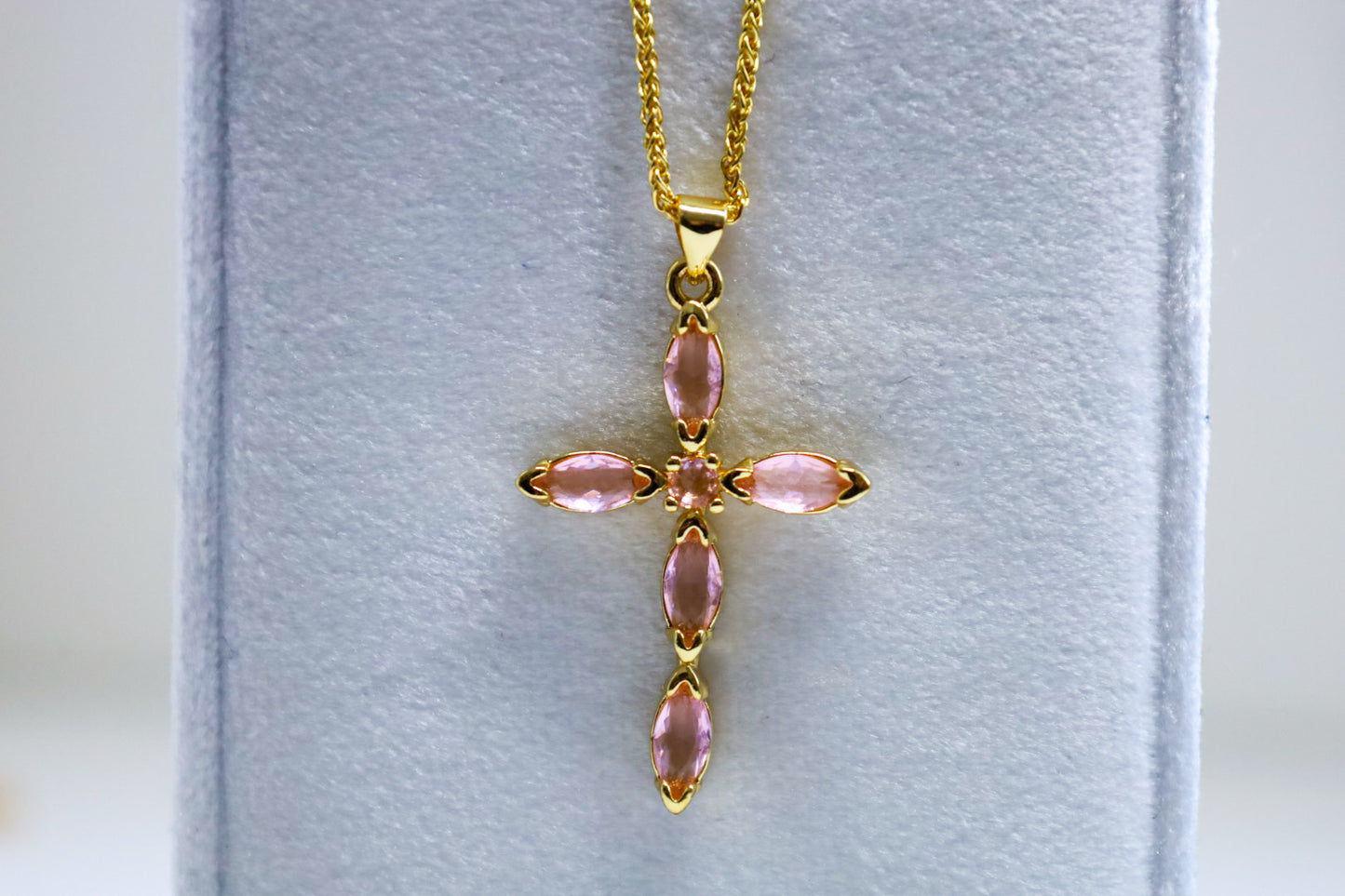 Pink cross necklace