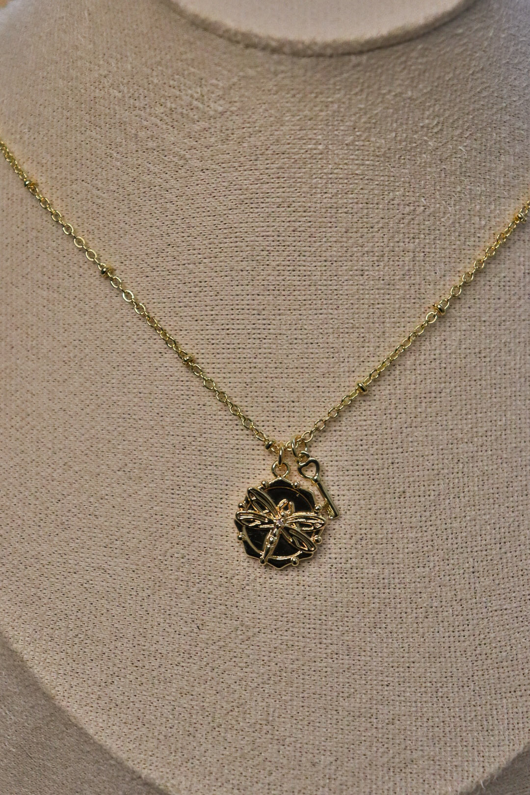 Dragonfly X key necklace