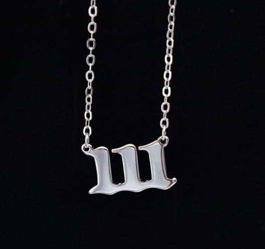 Silver angel number necklace