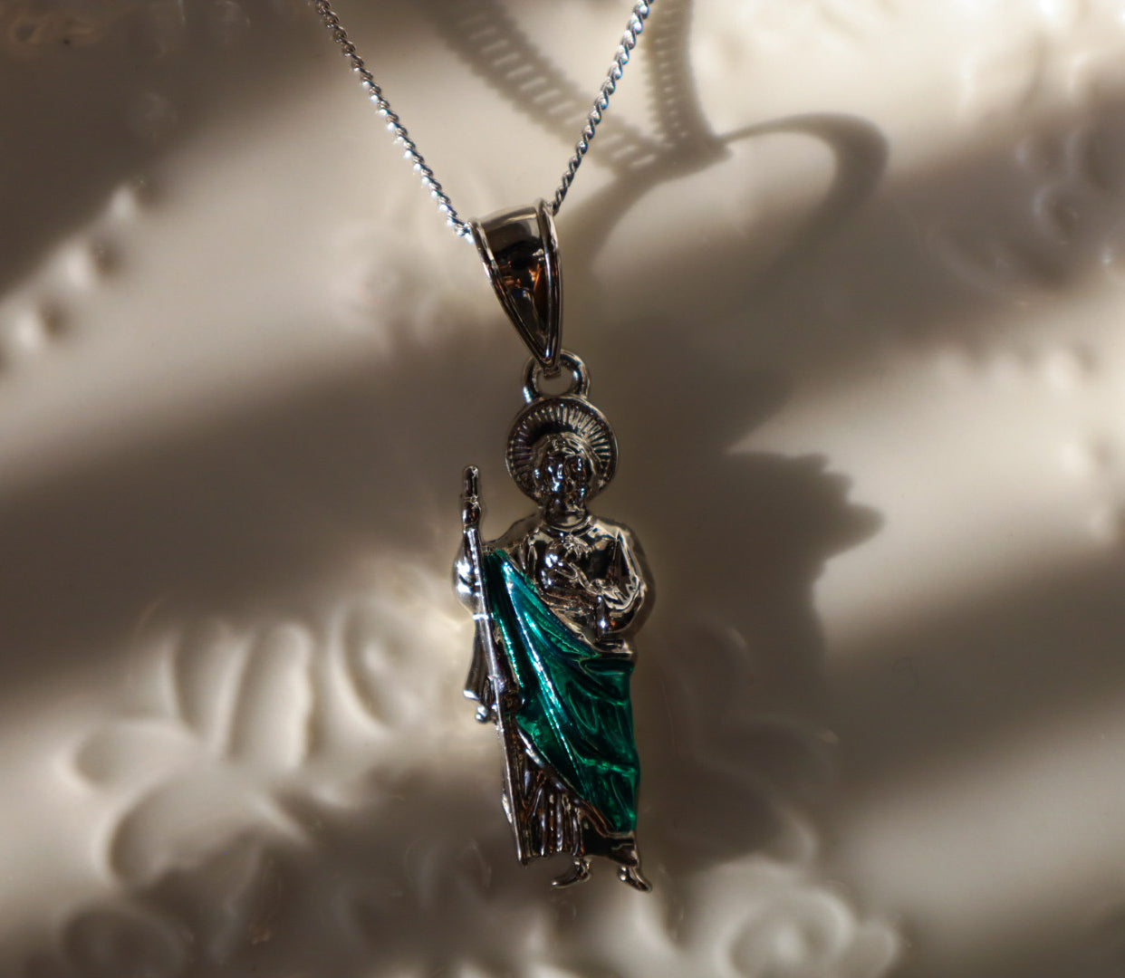 Mini silver San Judas necklace