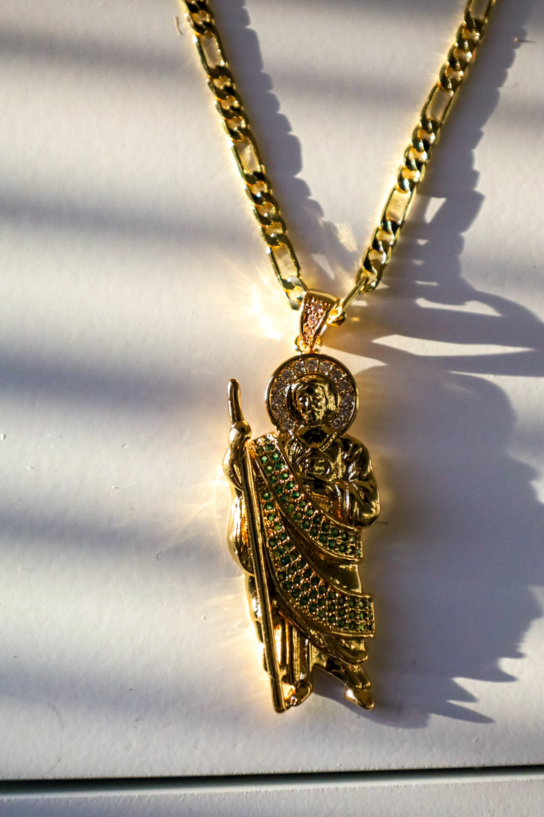 Large bling San judas necklace