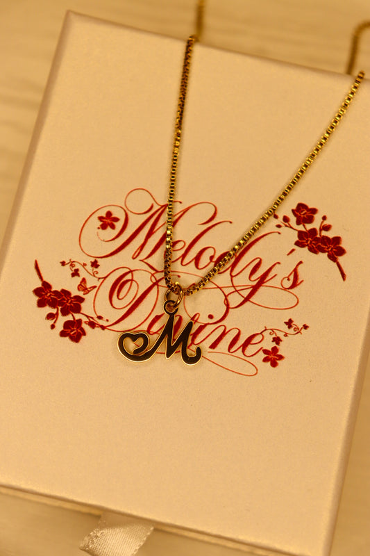 Cursive Heart Initial Necklace