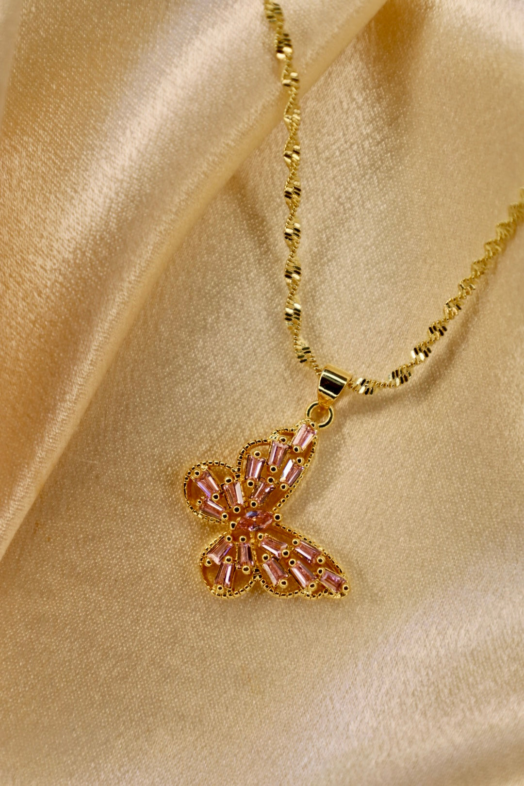 Pink mariposa necklace