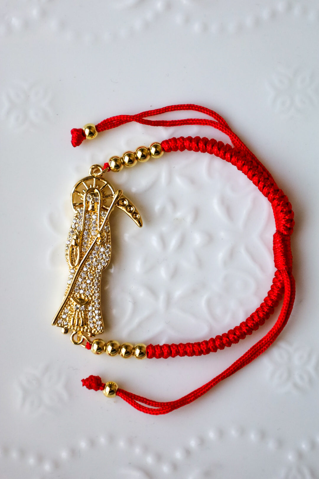 Gold plated santa muerte bracelet