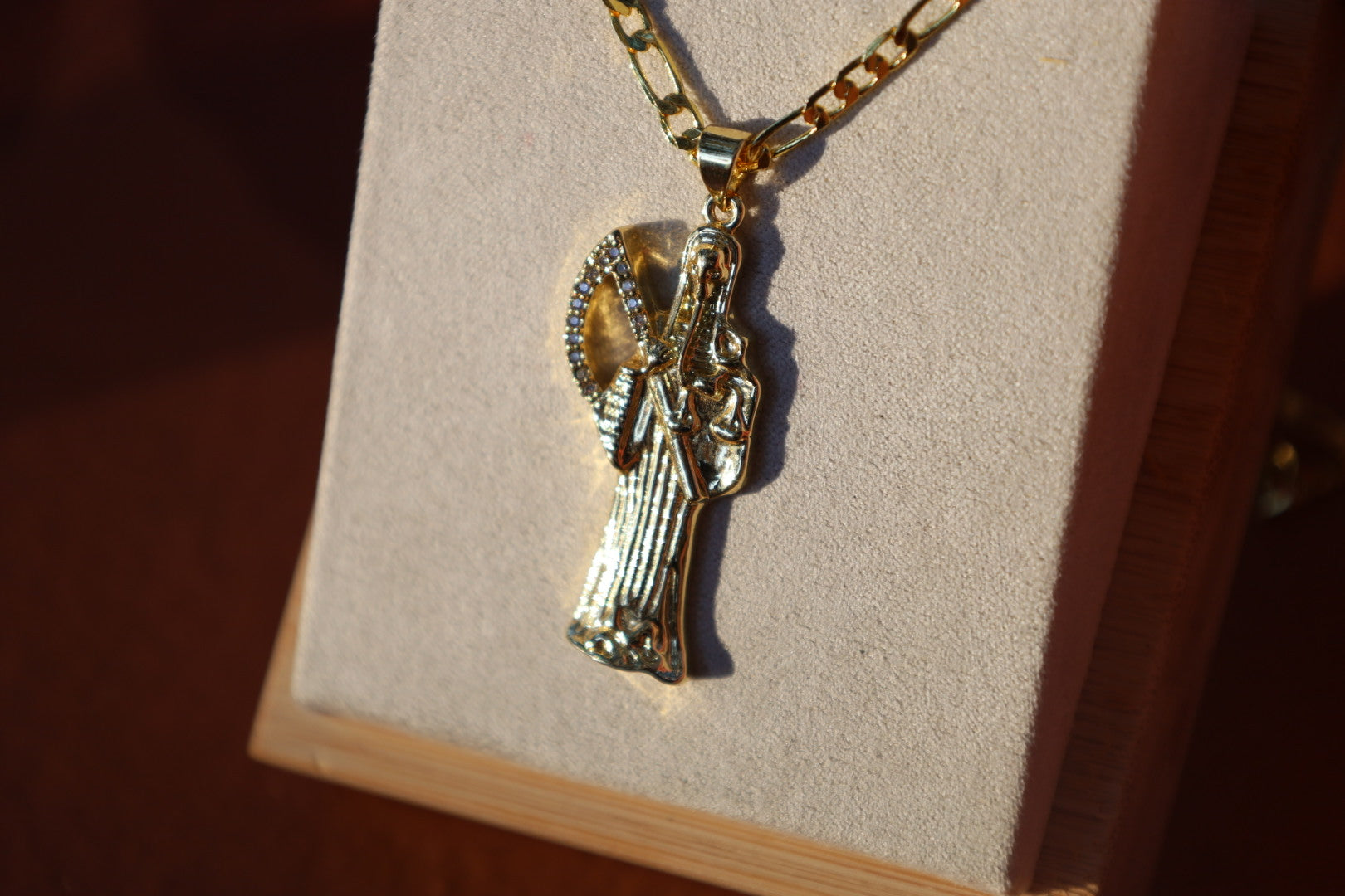Golden Santa Muerte Necklace