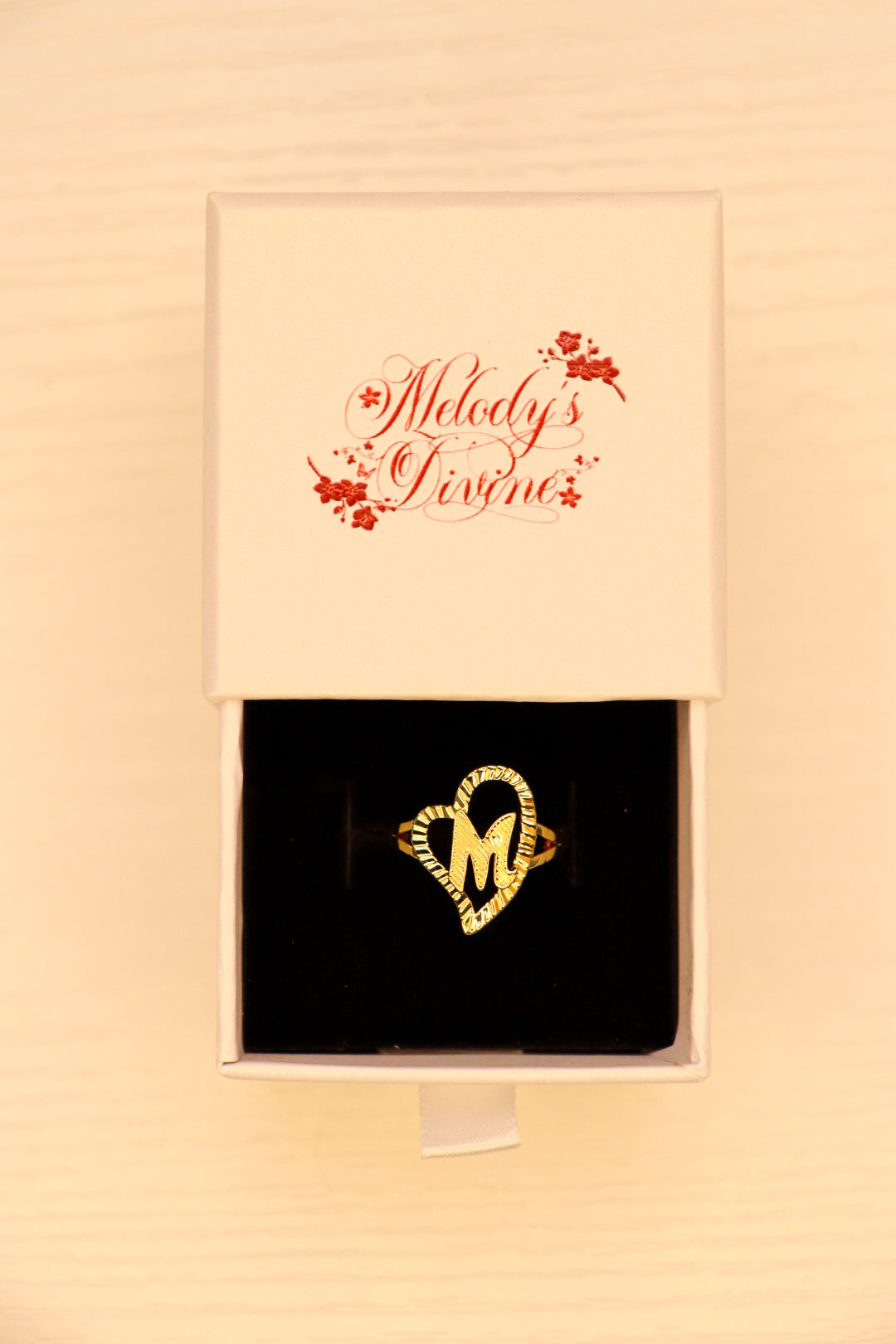 Cute heart initial ring