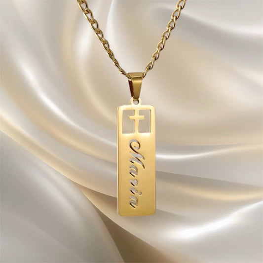Custom Cross Name Necklace