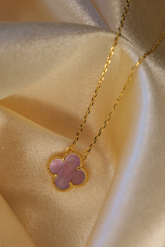 Pink clover necklace