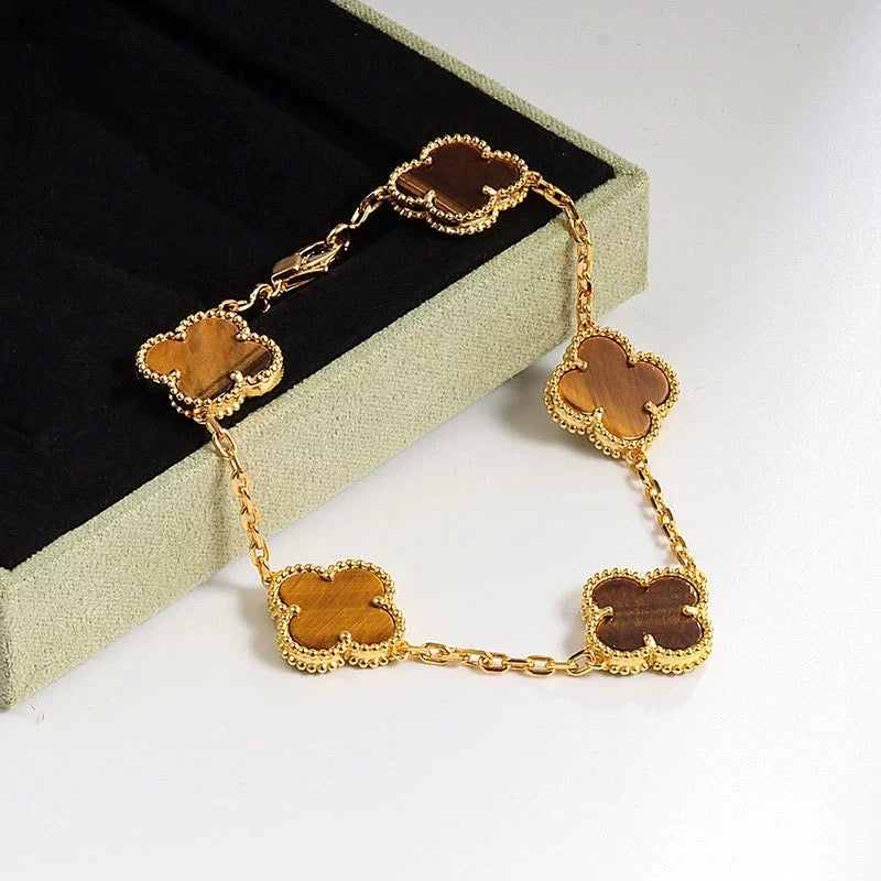 Golden Tigers Eye Clover Bracelet