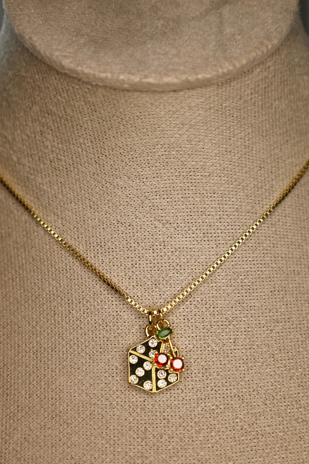Cherry X dice necklace