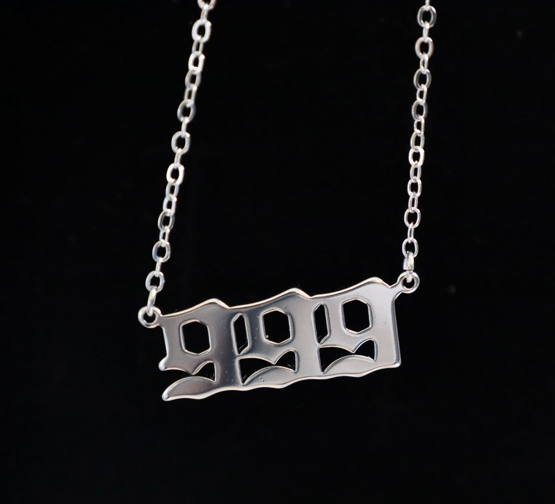 Silver angel number necklace