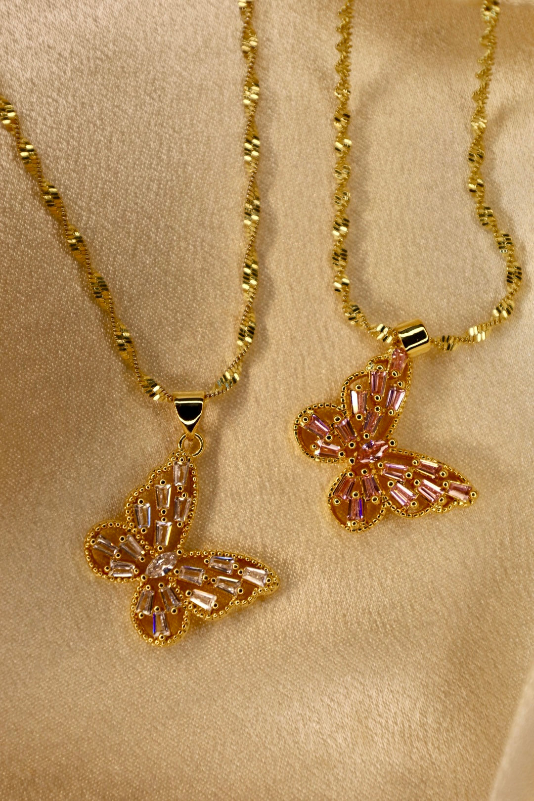 Pink mariposa necklace