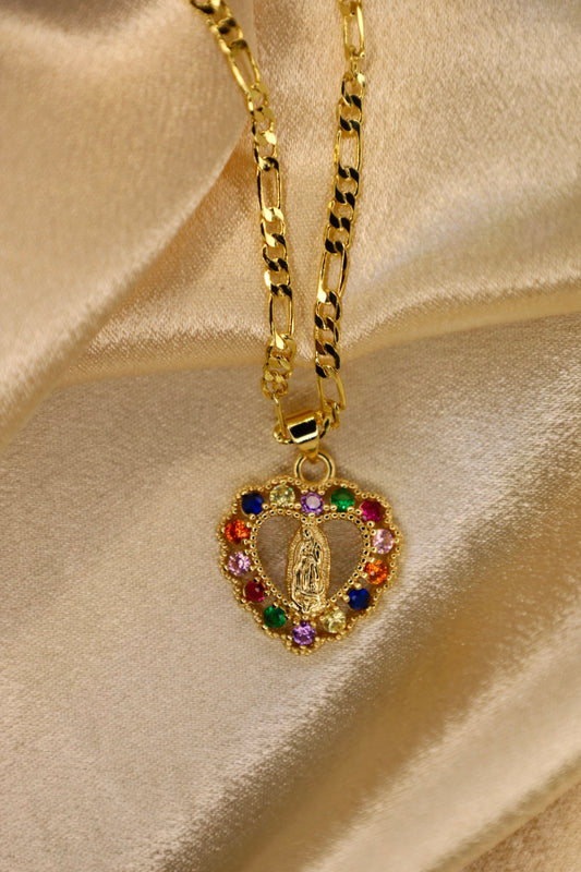 Arcoíris virgencita necklace