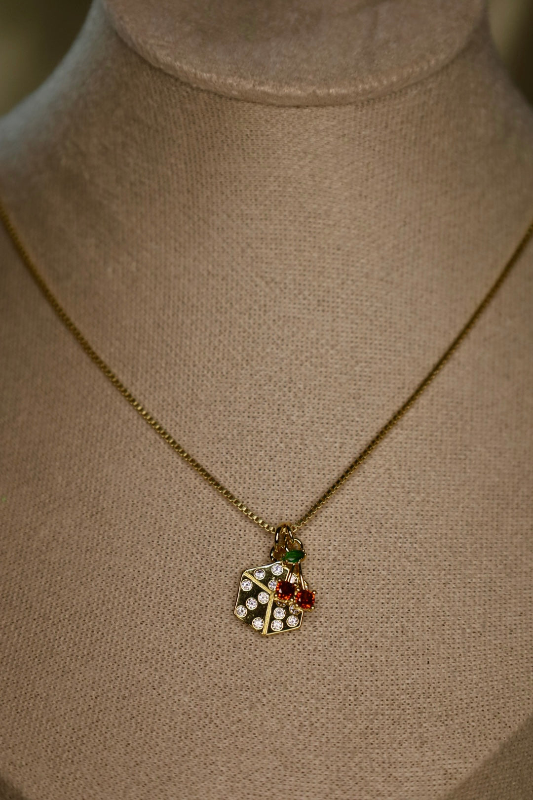 Cherry X dice necklace