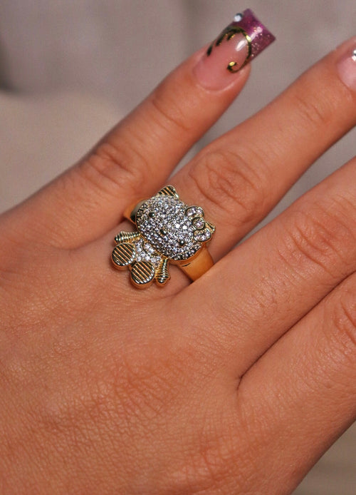 Chunky Icy Kitty Ring