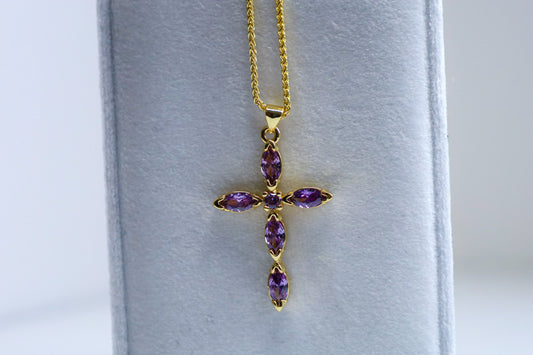 Purple cross necklace