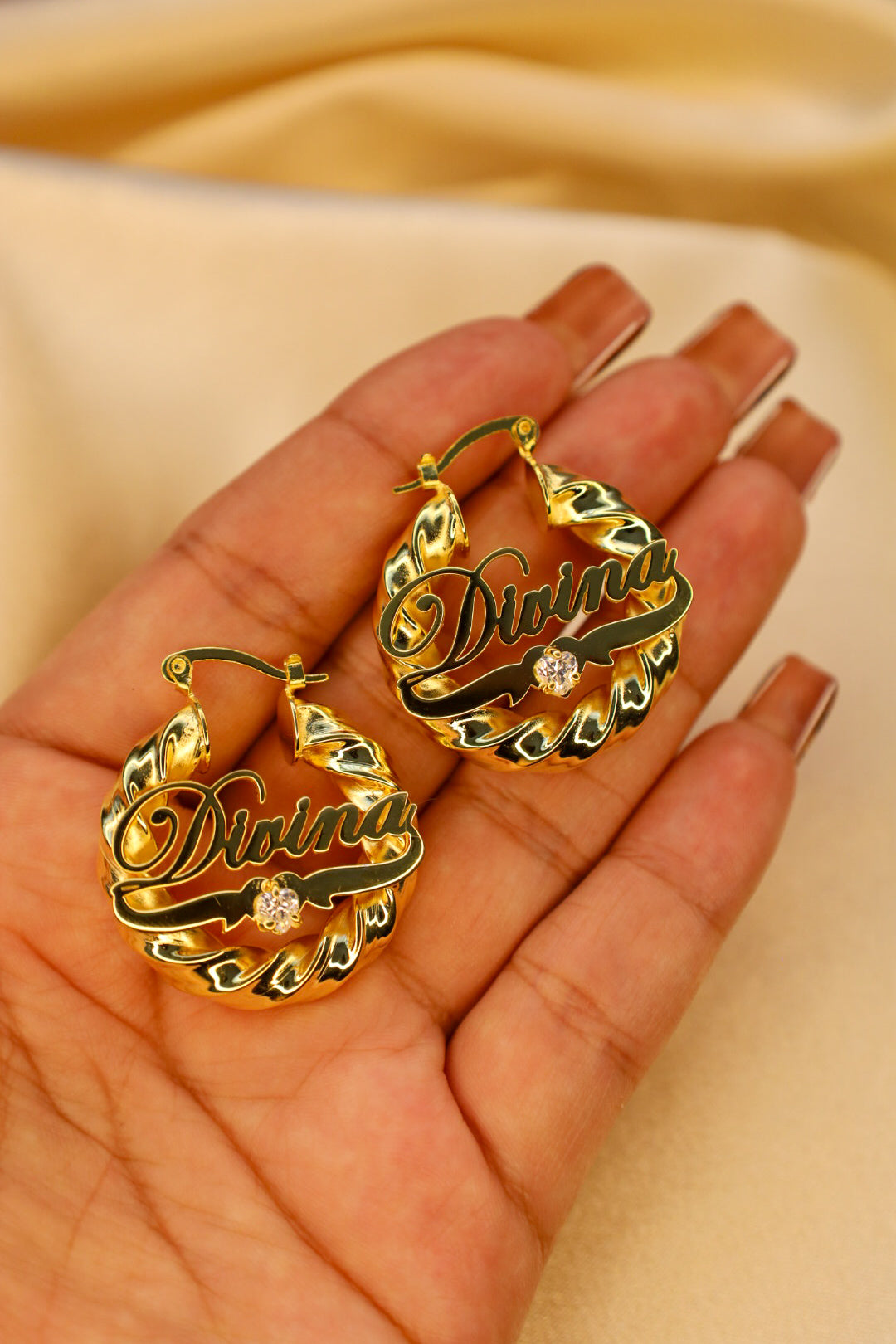 Custom Twist Name Hoops