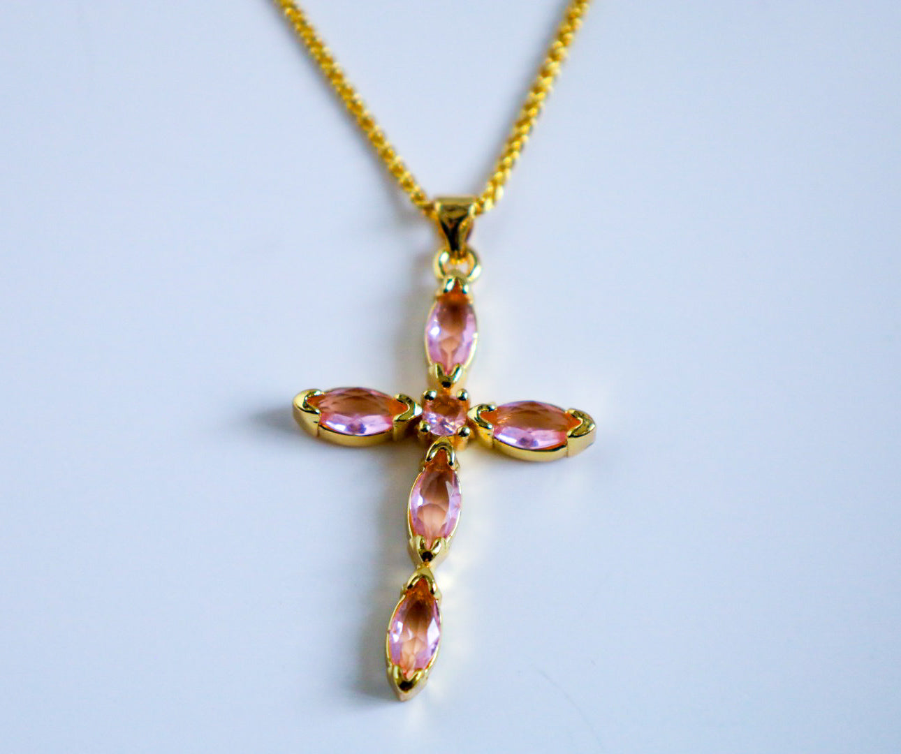 Pink cross necklace