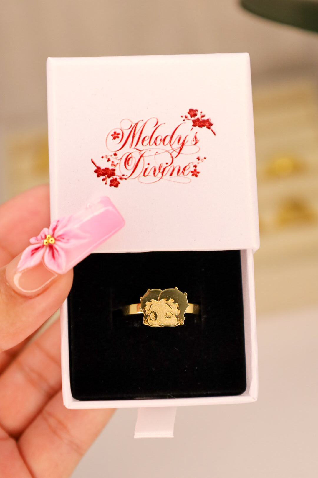 Betty Boop Wink Ring – 18k Gold Plated