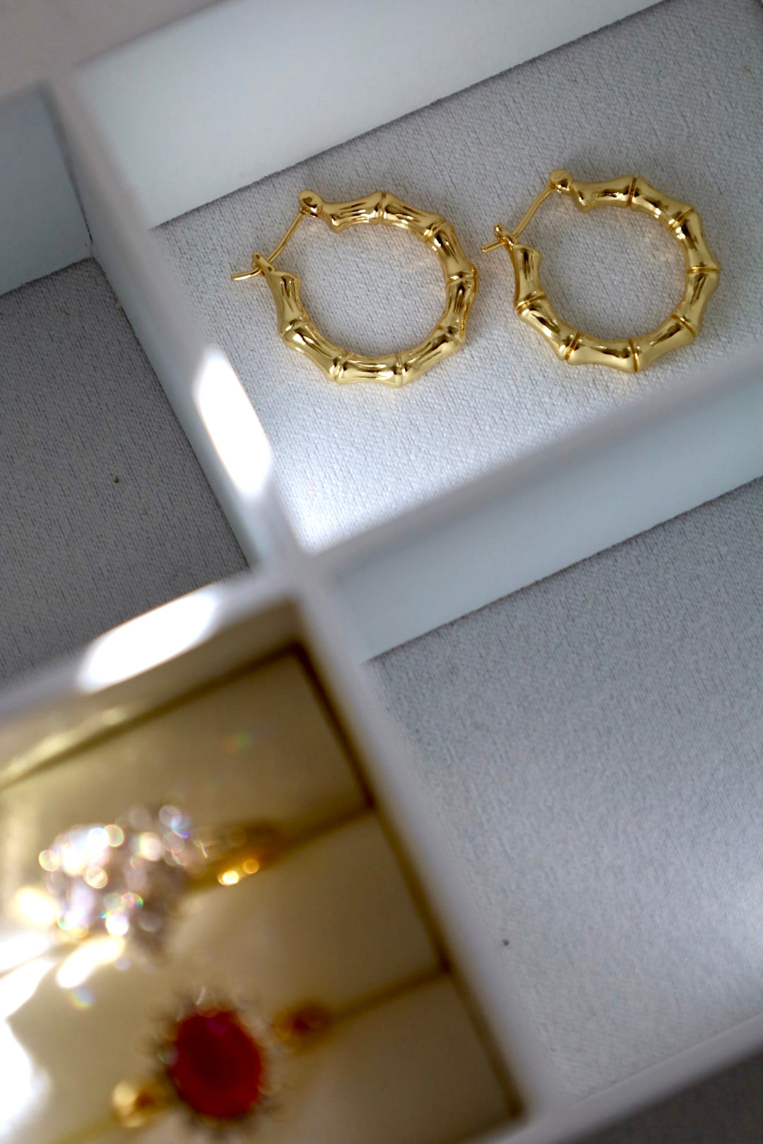 Mini bamboo hoop earrings