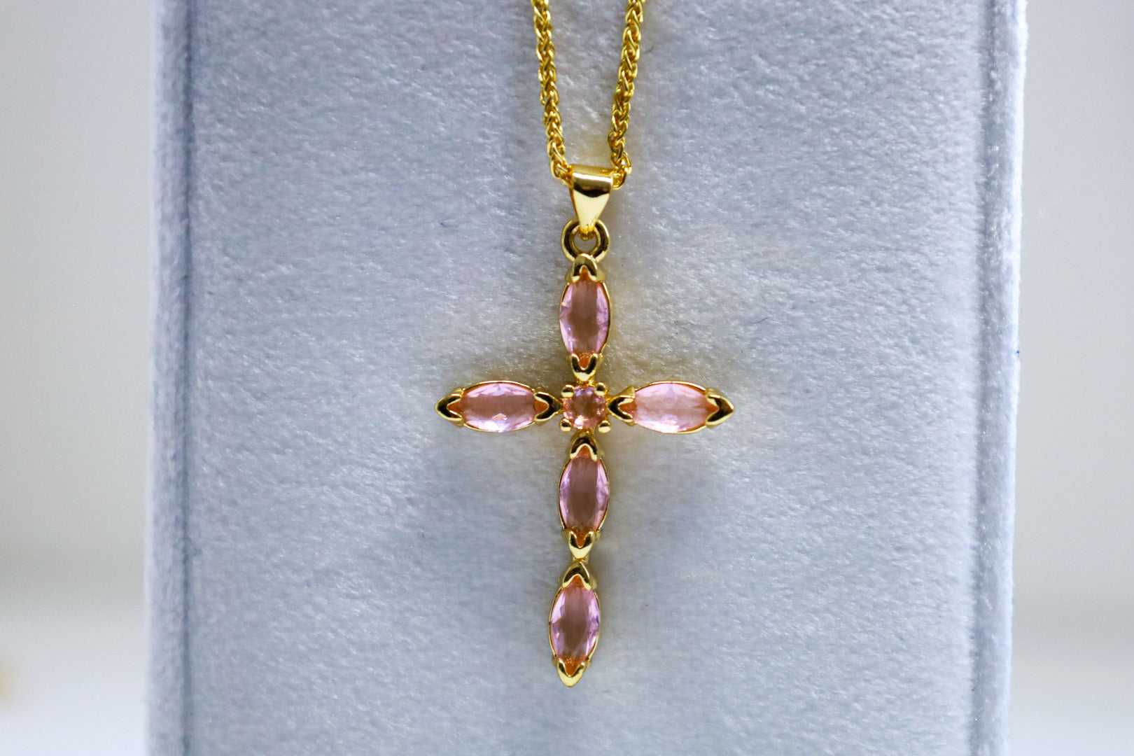 Pink cross necklace