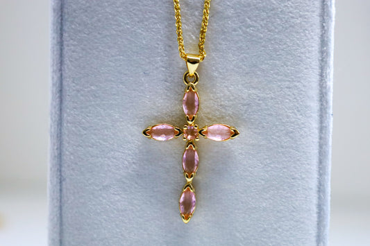 Pink cross necklace