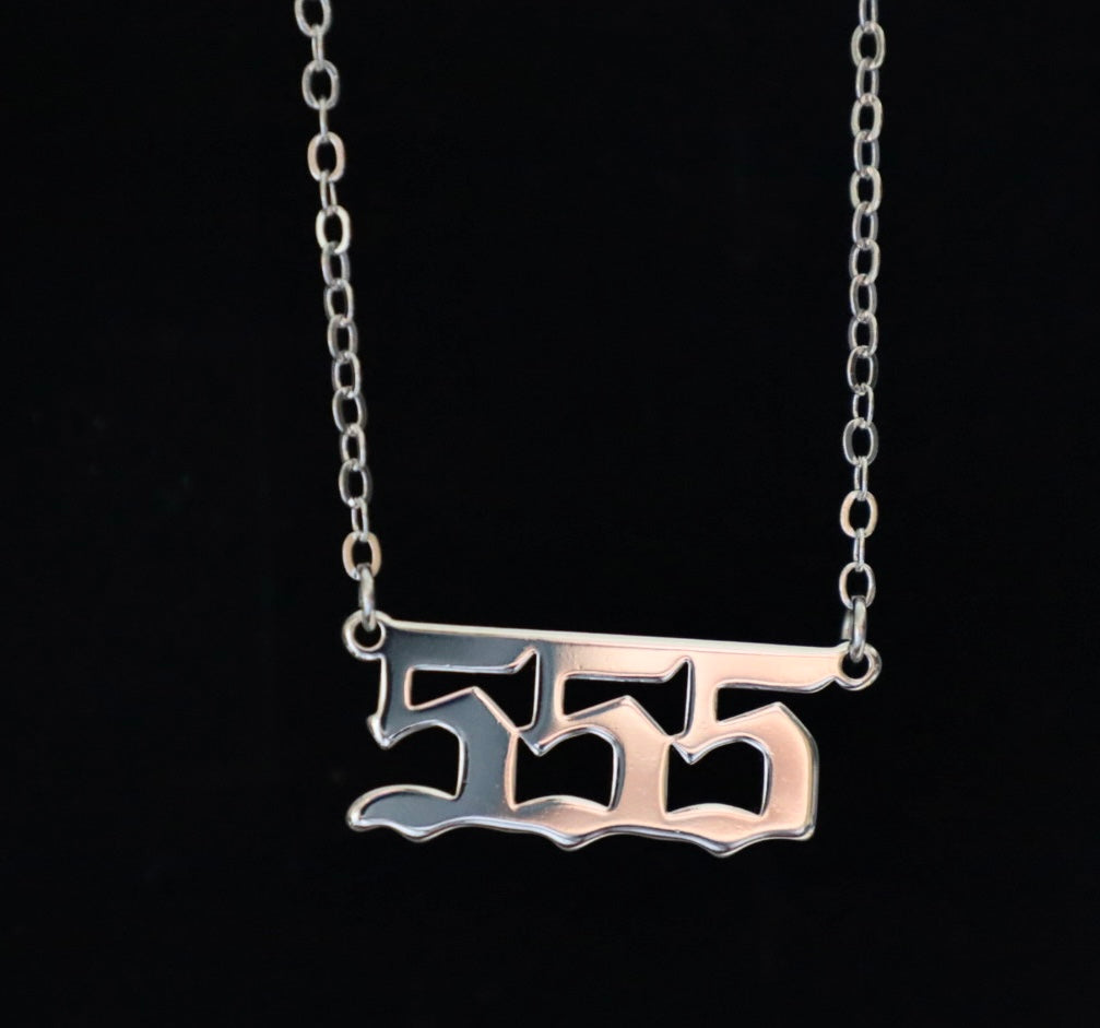 Silver angel number necklace
