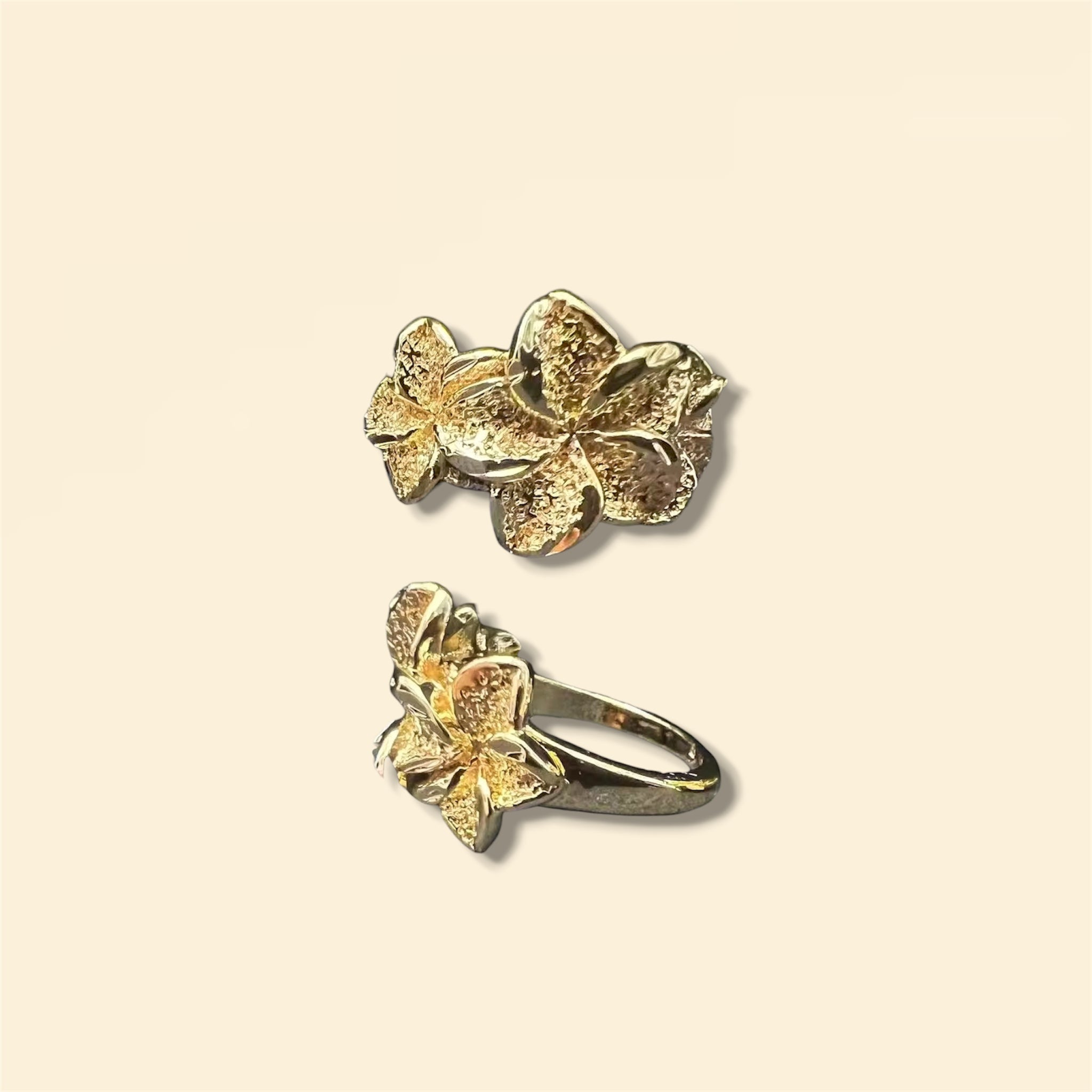 Chunky 3 Stack Plumeria Ring