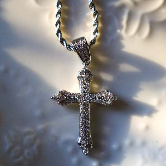 Silver y2k cross necklace