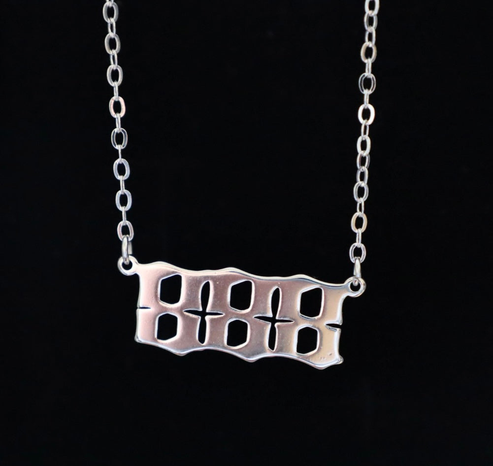 Silver angel number necklace