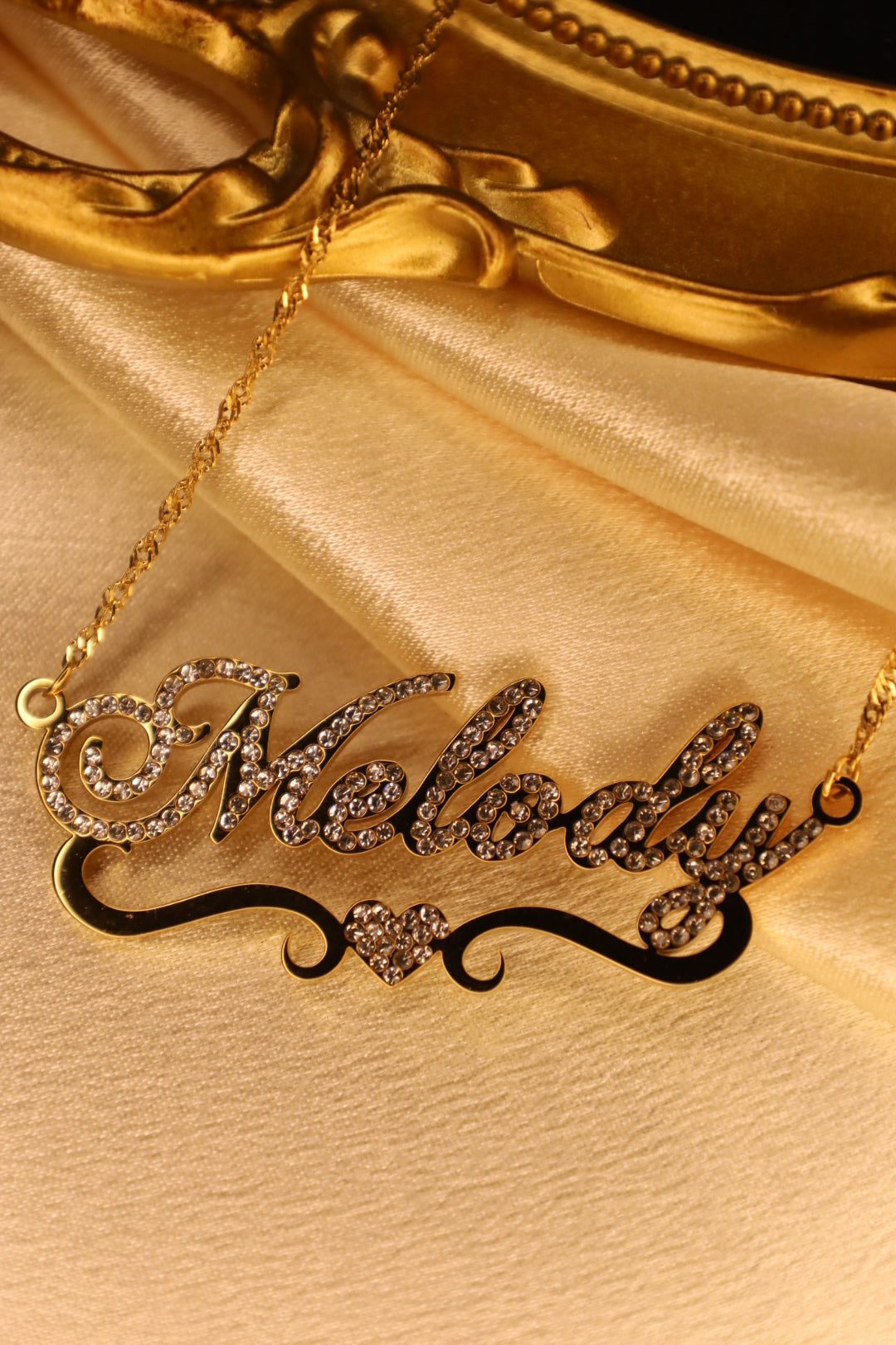 Blinged out custom name necklace