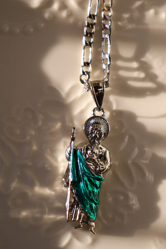 Silver San Judas necklace