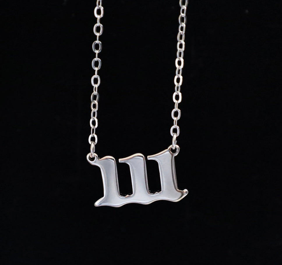 Silver angel number necklace