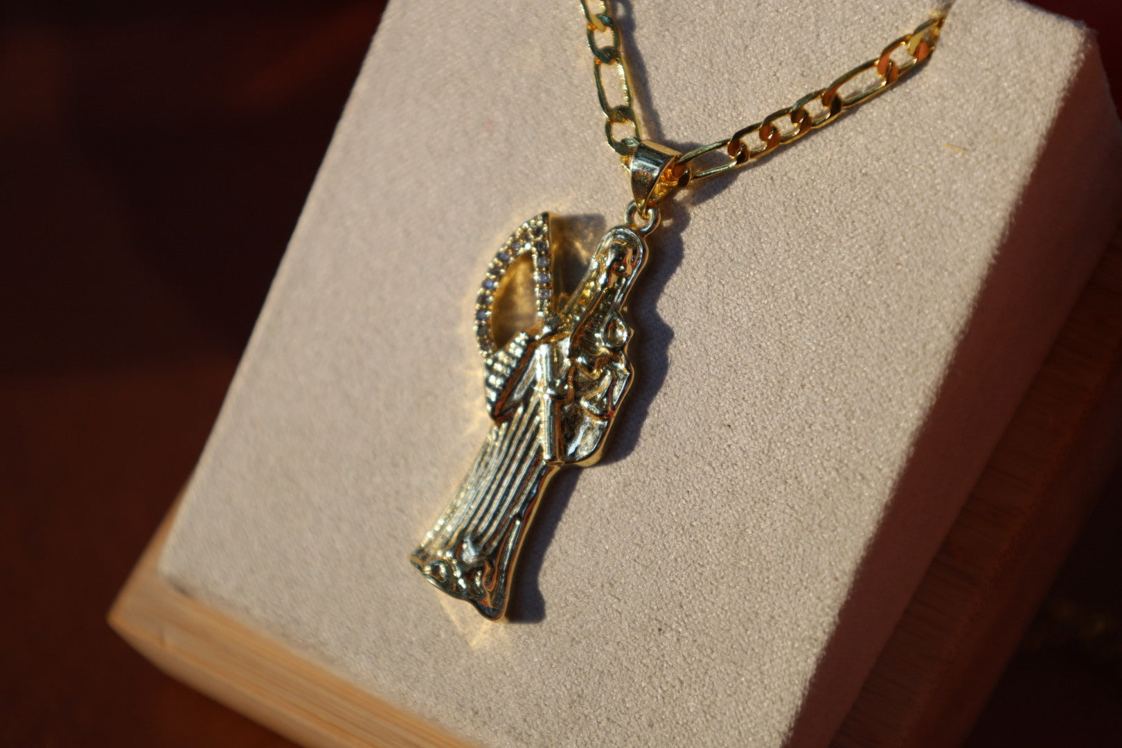 Golden Santa Muerte Necklace