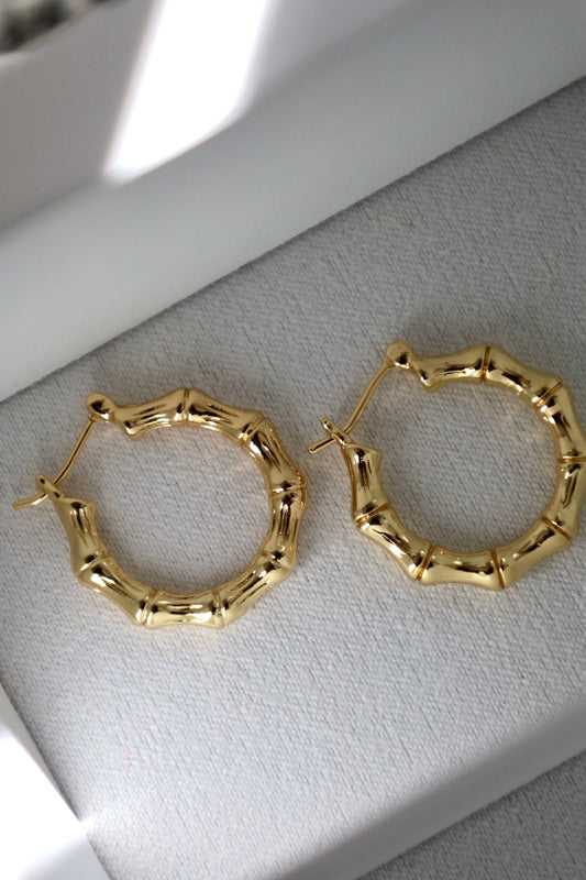Mini bamboo hoop earrings