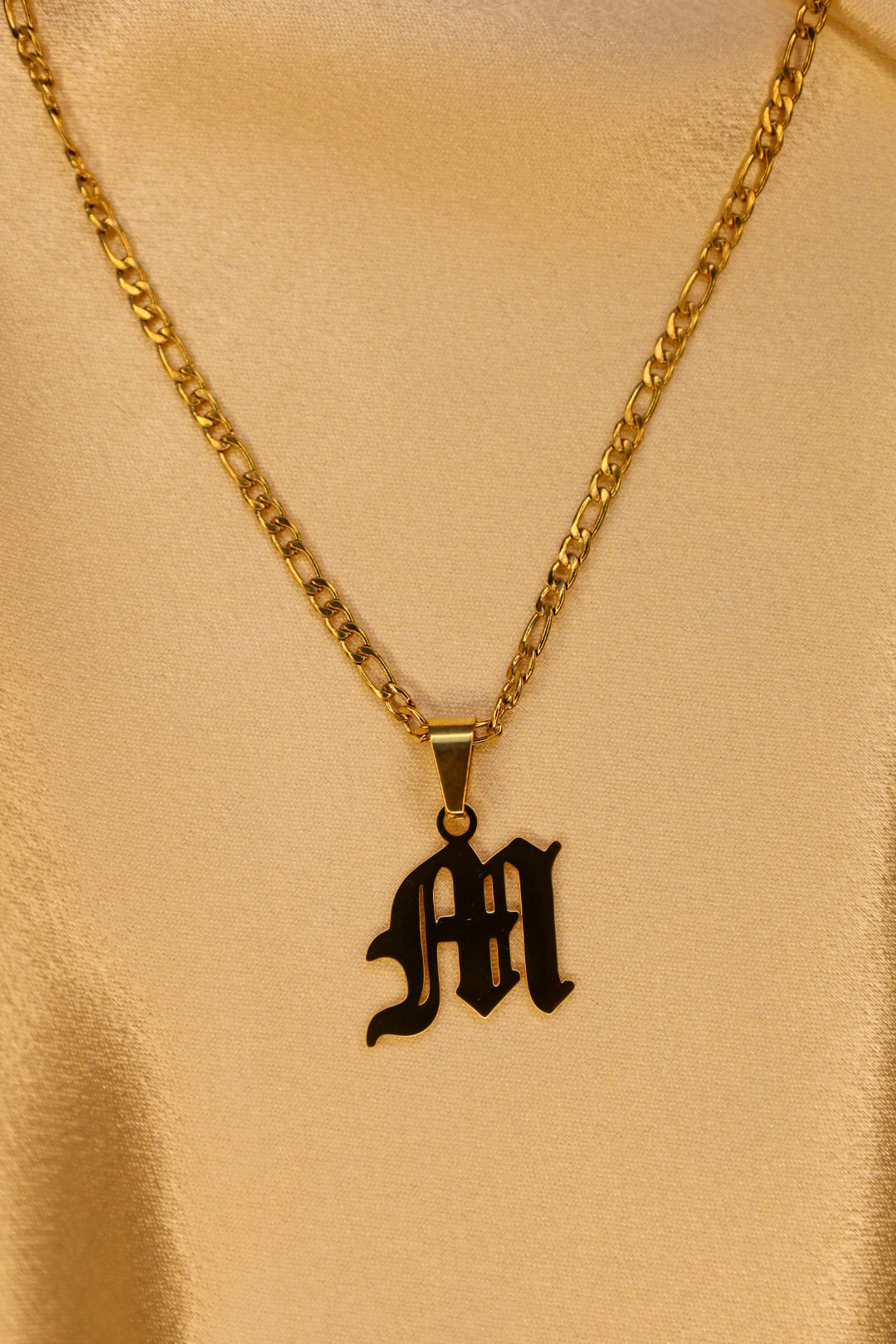 Old English Initial Necklace - 18k gold plated