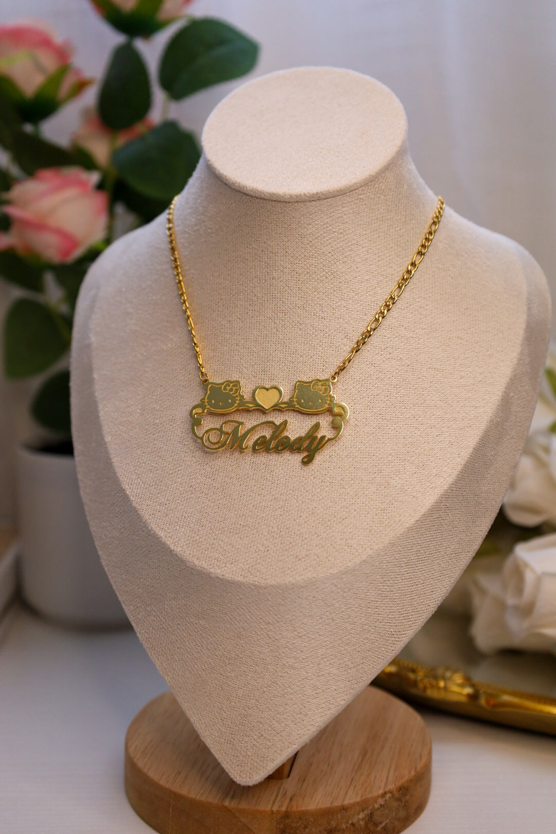 Double face hello kitty name necklace