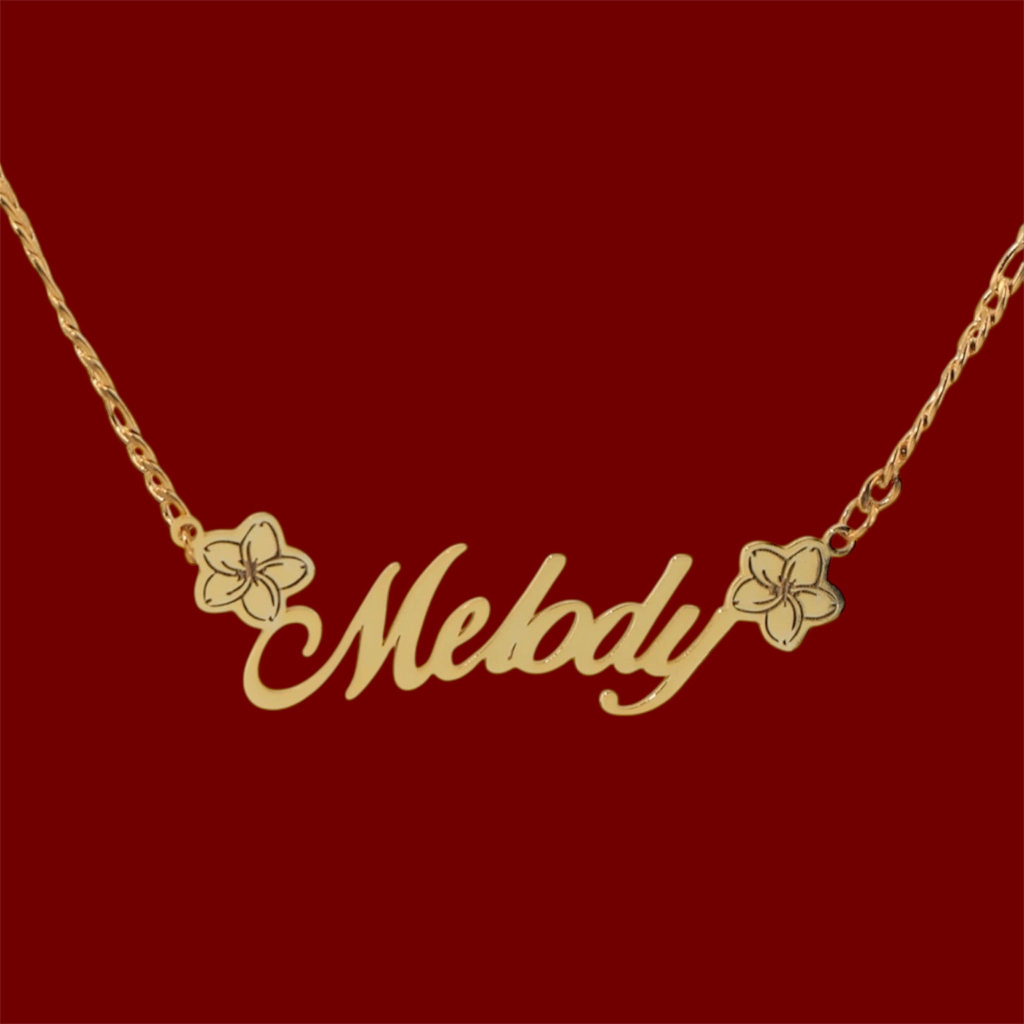 Plumeria custom Name necklace