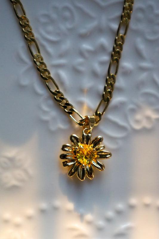 Heart sunflower necklace
