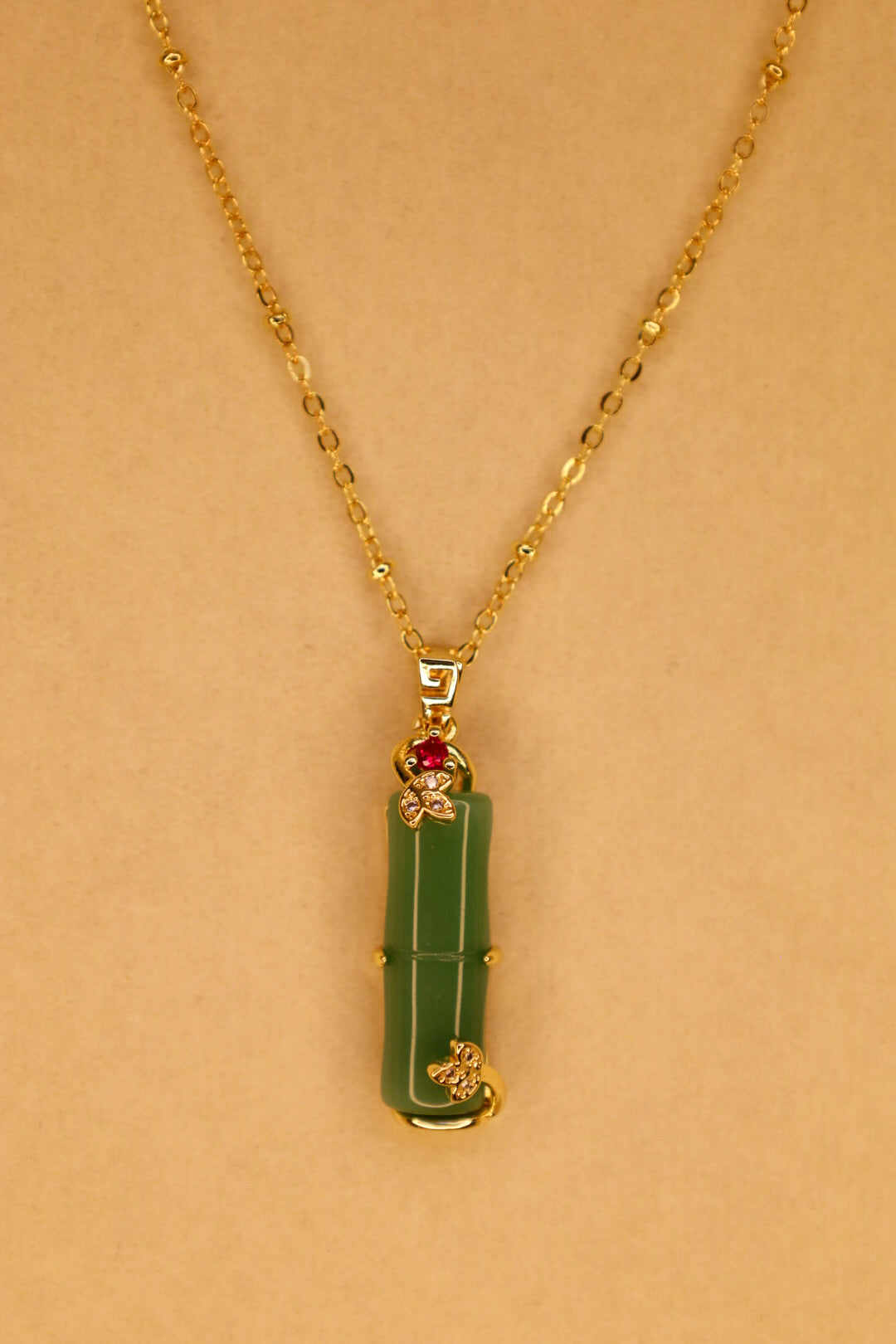 Green bamboo necklace