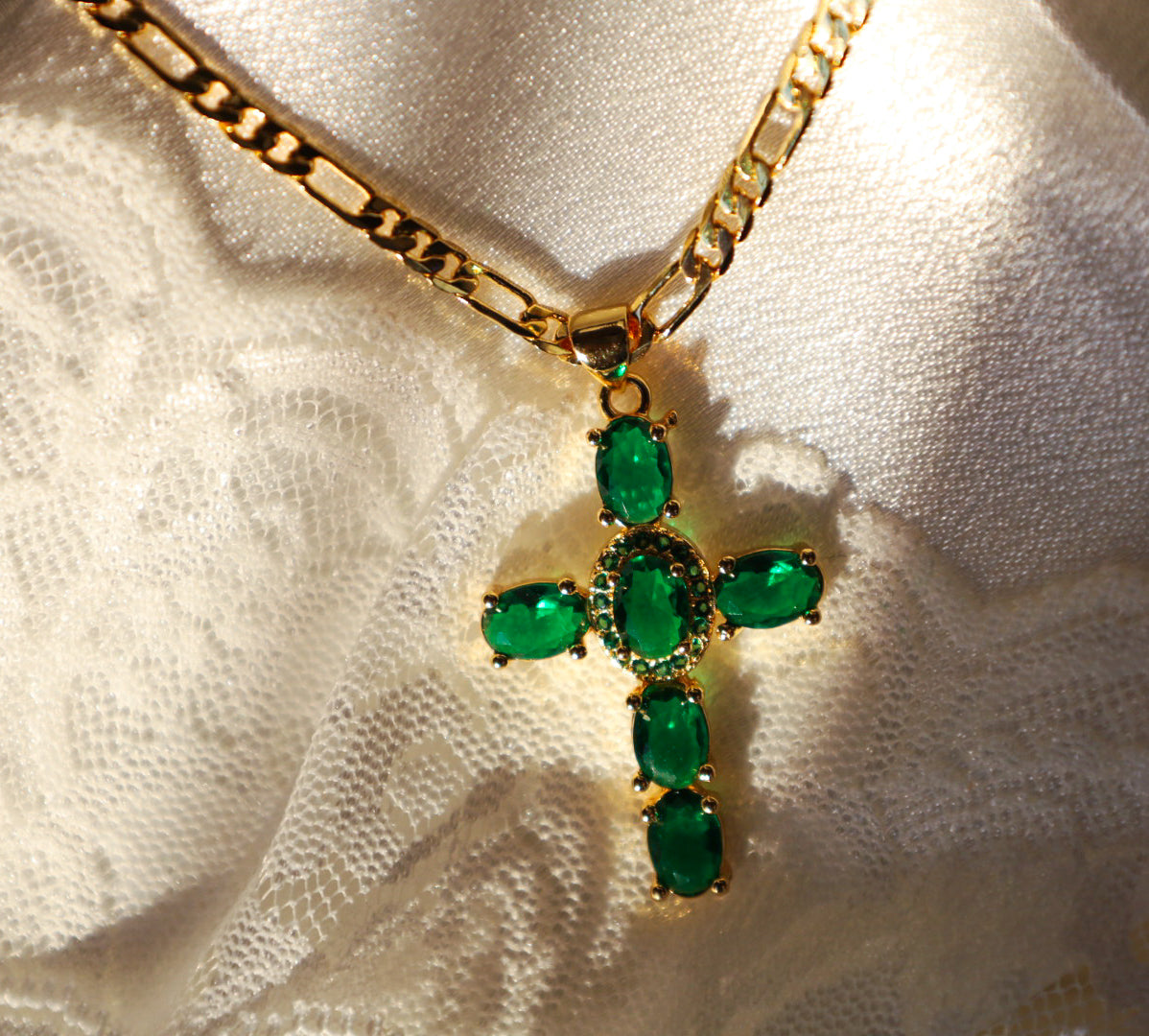 Iris cross necklace