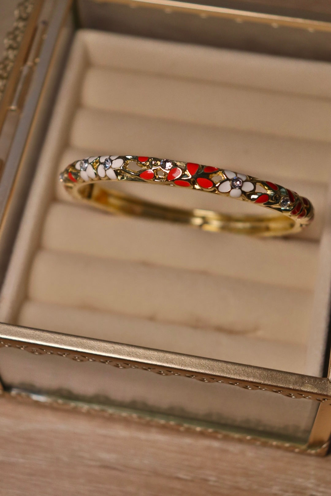 Ruby Flower Bangle
